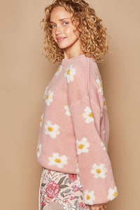 POL Daisy Pattern Drop Shoulder Sweater - Brittney MADE