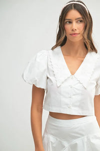 MABLE Puff Sleeve Button Down Top and Bubble Skirt Set - Brittney MADE