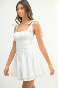 MABLE Shoulder Tie Corset Panel Mini Dress - Brittney MADE