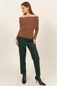 HYFVE Fuzzy Off Shoulder Textured Knit Top - Brittney MADE