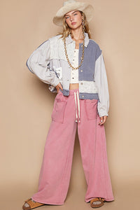POL Crochet Patch Exposed Seam Button Up Jacket - Brittney MADE