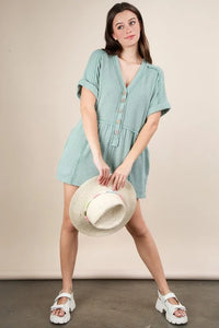 VERY J Two Tone Ribbed Knit Comfy Casual Romper - Brittney MADE