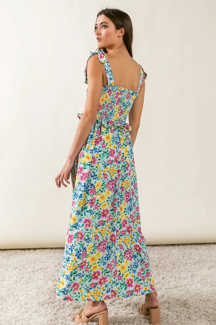 BiBi Floral Ruffle Trim Smocked Cami Dress - Brittney MADE