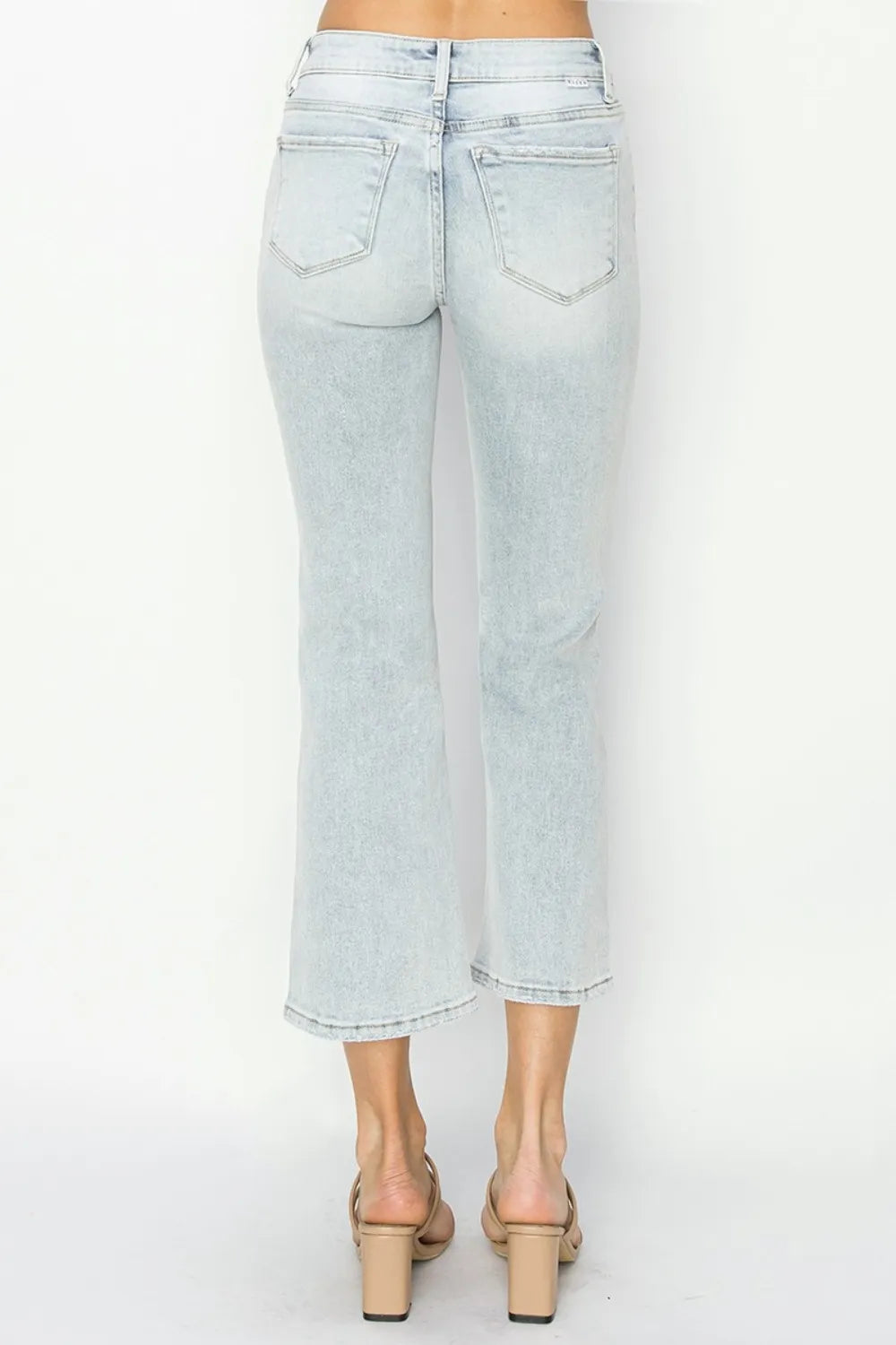 RISEN Full Size Mid Rise Cropped Flare Jeans - Brittney MADE