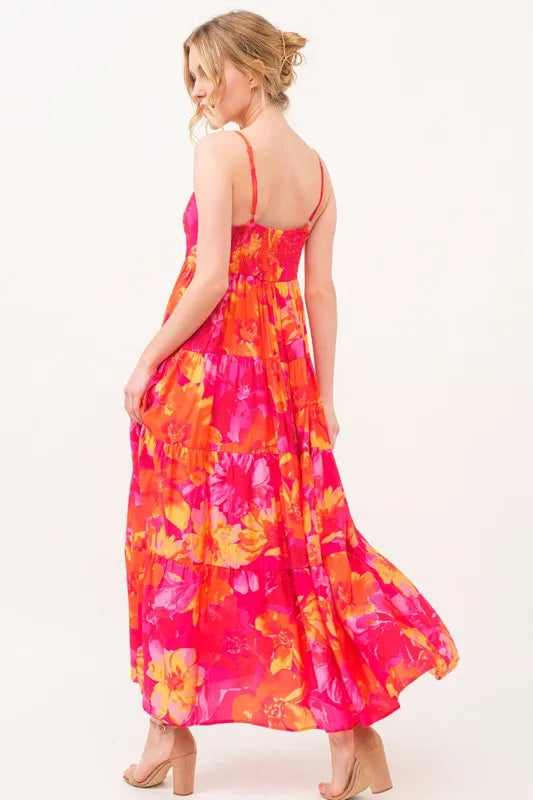 And The Why Floral Tiered Maxi Cami Dress with Pockets - Brittney MADE
