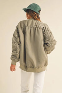 MABLE Back Ruched Utiltiy Bomber Jacket - Brittney MADE