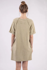 VERY J Washed Round Neck Mini Tee Dress - Brittney MADE
