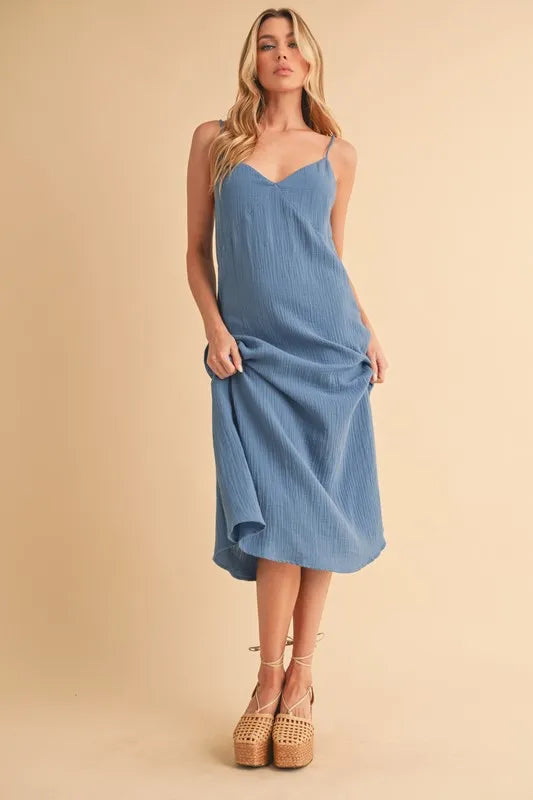 Aemi+Co Side Button Midi Cami Dress - Brittney MADE