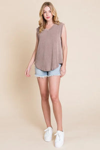 BOMBOM Rib Knit V-Neck Tank - Brittney MADE
