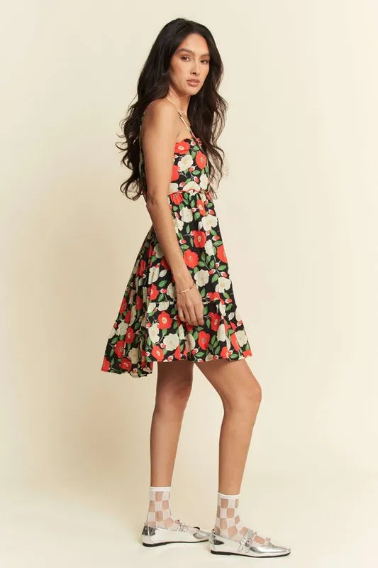Davi & Dani Floral Scalloped Cutout Back Mini Dress - Brittney MADE