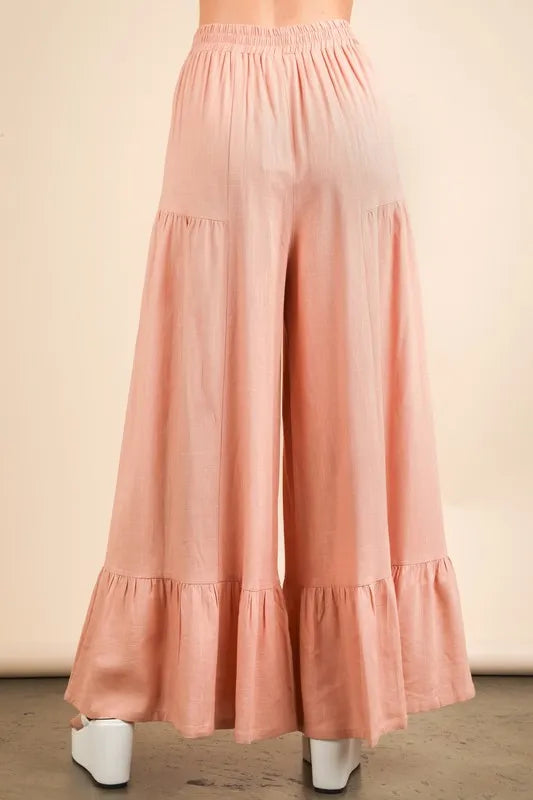 VERY J Palazzo Elastic Waist Comfy Pants - Brittney MADE
