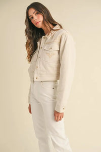 MABLE Embroidered Quilted Cropped Jacket - Brittney MADE