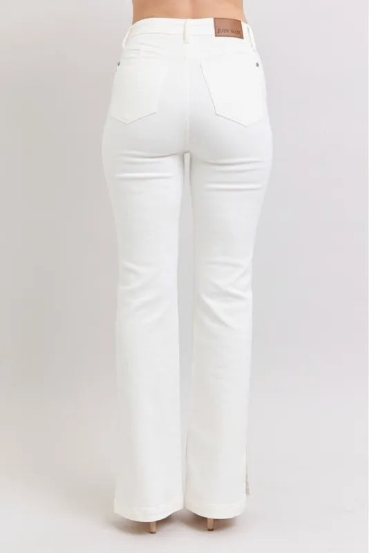 Judy Blue Full Size High Waist Side Slit Slim Bootcut Jeans Plus Size - Brittney MADE