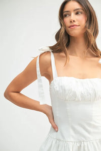 MABLE Shoulder Tie Corset Panel Mini Dress - Brittney MADE