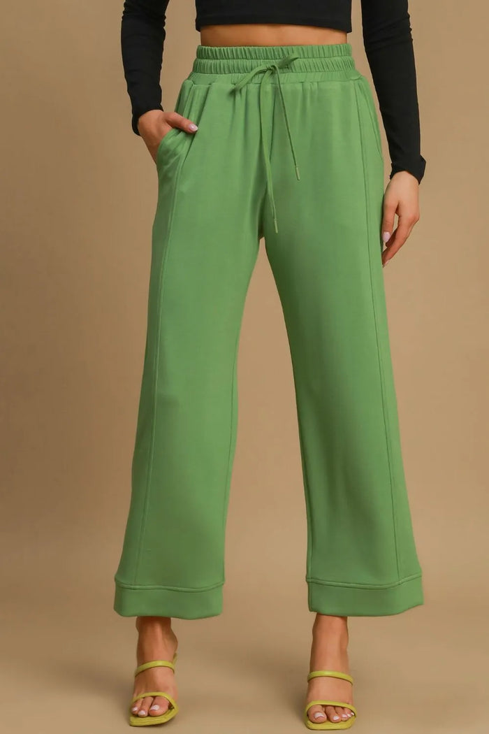 Umgee Drawstring Wide Leg Pants with Pockets - Brittney MADE