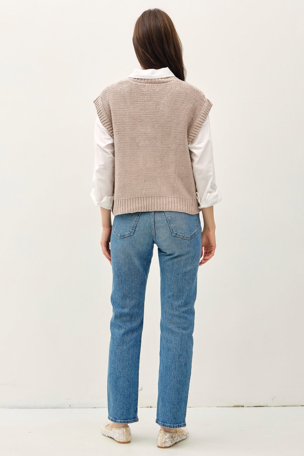 Be Cool Cable Knit V-Neck Sweater Vest - Brittney MADE