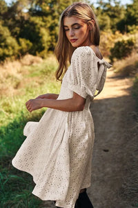 Davi & Dani Eyelet Baby Doll Romantic Square Neck Dress - Brittney MADE