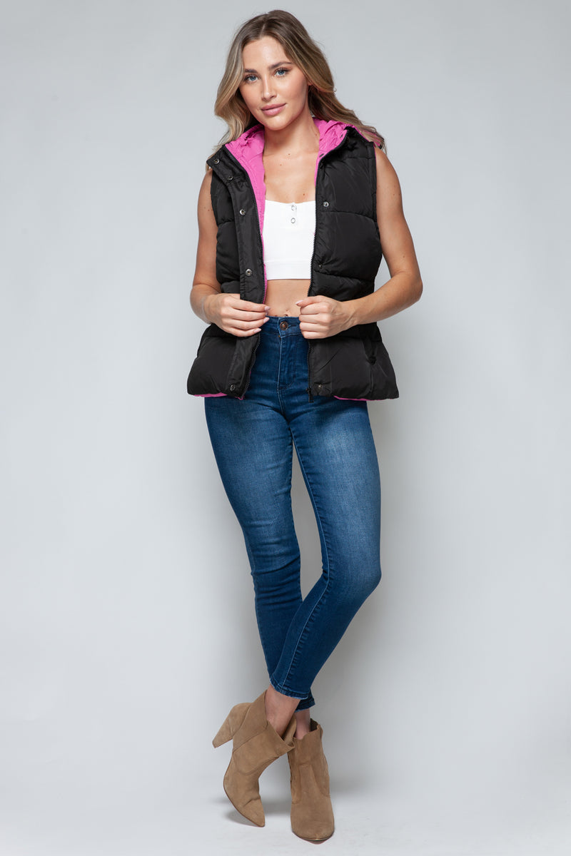 Snobbish Snap and Zip Closure Hooded Vest - Brittney MADE
