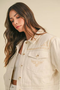 MABLE Embroidered Quilted Cropped Jacket - Brittney MADE