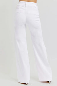 RISEN Full Size Tummy Control Double Button Wide Leg Jeans - Brittney MADE