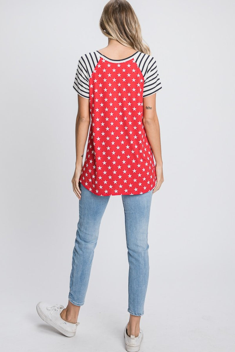 Heimish Full Size Star & Striped Round Neck Short Sleeve T-Shirt Plus Size - Brittney MADE