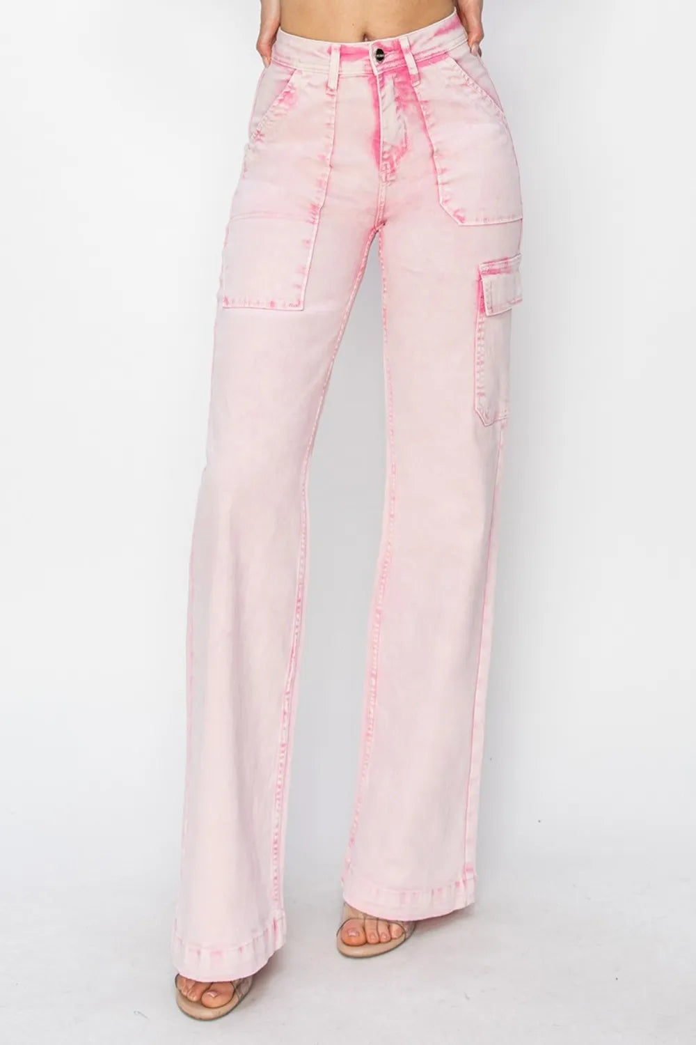 RISEN Full Size High Rise Cargo Pocket Jeans - Brittney MADE