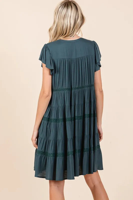 Mittoshop Lace Detail Ruffled Button Down Tiered Dress - Brittney MADE