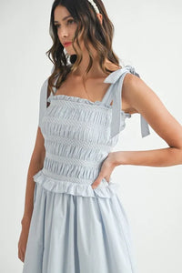 MABLE Smocked Bodice Bubble Midi Dress - Brittney MADE