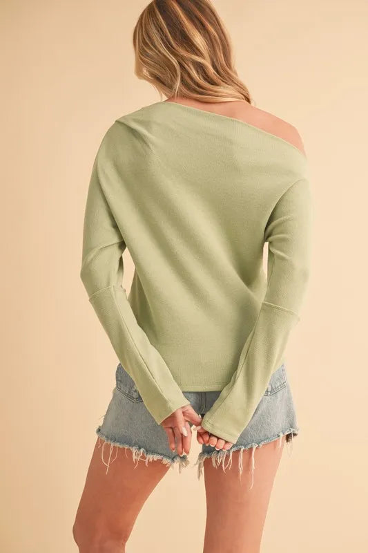 Aemi + Co One Shoulder Long Sleeve Knit Top - Brittney MADE
