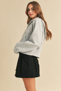 Aemi + Co Half Zip Raglan Sleeve Hoodie with Kangaroo Pocket - Brittney MADE