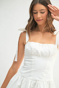 MABLE Shoulder Tie Corset Panel Mini Dress - Brittney MADE