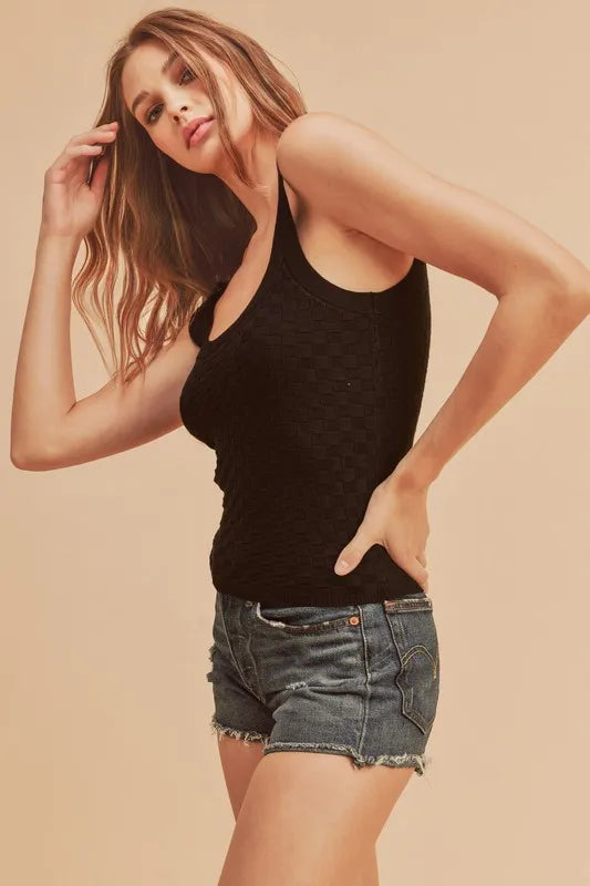 Aemi + Co Scoop Neck Wide Strap Knit Tank - Brittney MADE