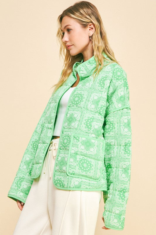 Davi & Dani Vintage Print Open Front Jacket with Pockets - Brittney MADE
