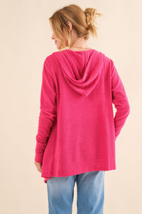 And The Why Full Size Thermal Hooded Open Front Cardigan with Pockets - Brittney MADE