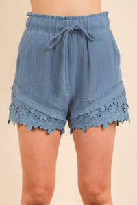 VERY J Lace Contrast Detail Woven Shorts - Brittney MADE