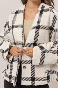 HYFVE Plaid Long Sleeve Jacket with Side Slit Pockets - Brittney MADE