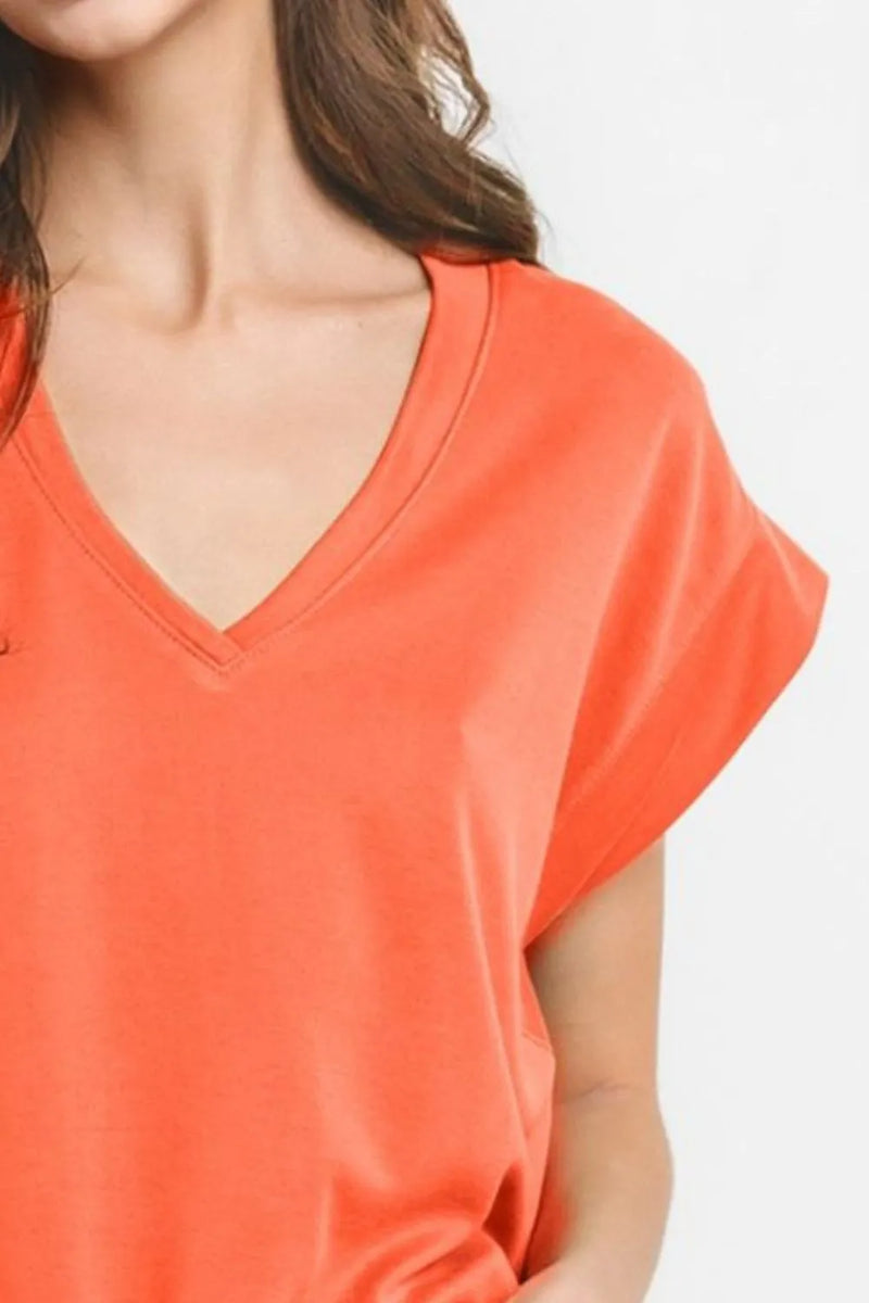Ces Femme Modal V-Neck Cap Sleeve T-Shirt - Brittney MADE
