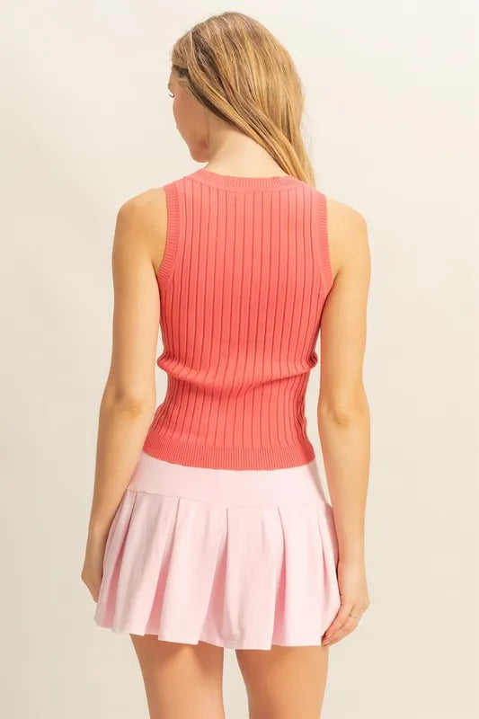 HYFVE Stretchy Ribbed Round Neck Sweater Tank - Brittney MADE