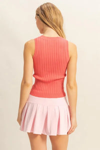 HYFVE Stretchy Ribbed Round Neck Sweater Tank - Brittney MADE