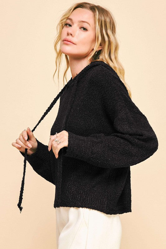 Davi & Dani Drop Shoulder Long Sleeve Hooded Sweater - Brittney MADE