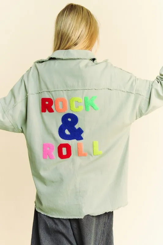 Davi & Dani Multi Color Rock & Roll Fringed Hem Loose Fit Shacket - Brittney MADE