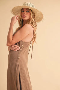Aemi+Co Side Button Midi Cami Dress - Brittney MADE