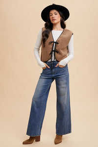 Annie Wear V-Neck Tie Detail Vest Coat - Brittney MADE