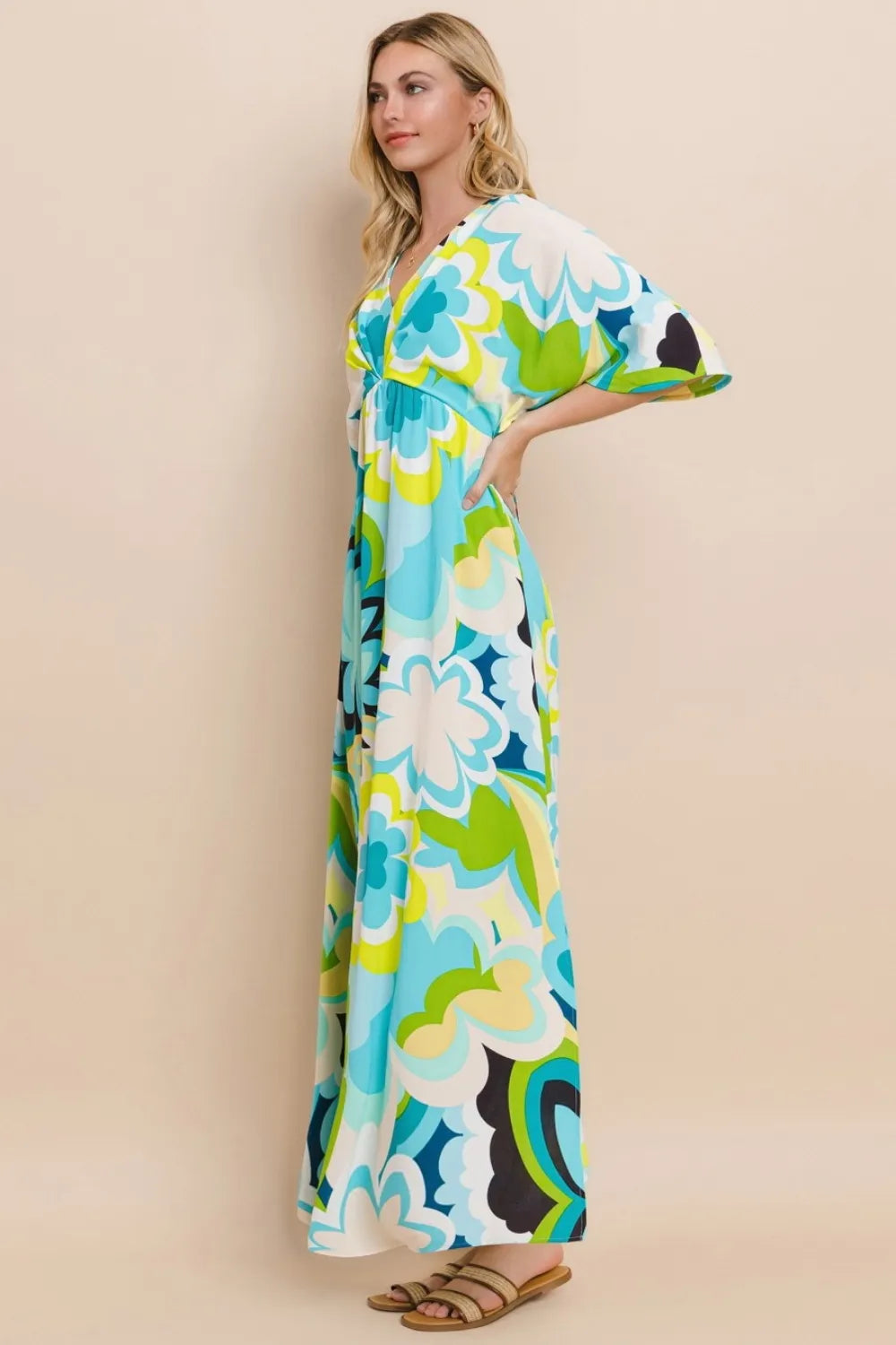 ODDI Floral Printed Slit Maxi Dress - Brittney MADE