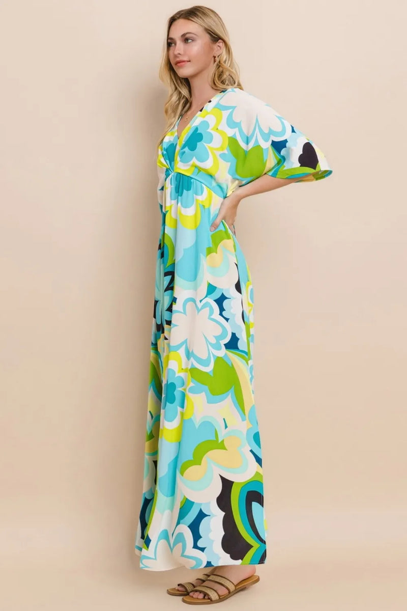 ODDI Floral Printed Slit Maxi Dress - Brittney MADE