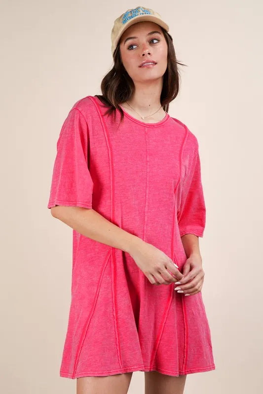 VERY J Mineral Washed Oversized Knit Comfy Romper - Brittney MADE