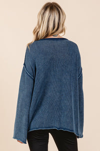 Mittoshop Mineral Wash Patch Pocket Cut Edge Sweater - Brittney MADE