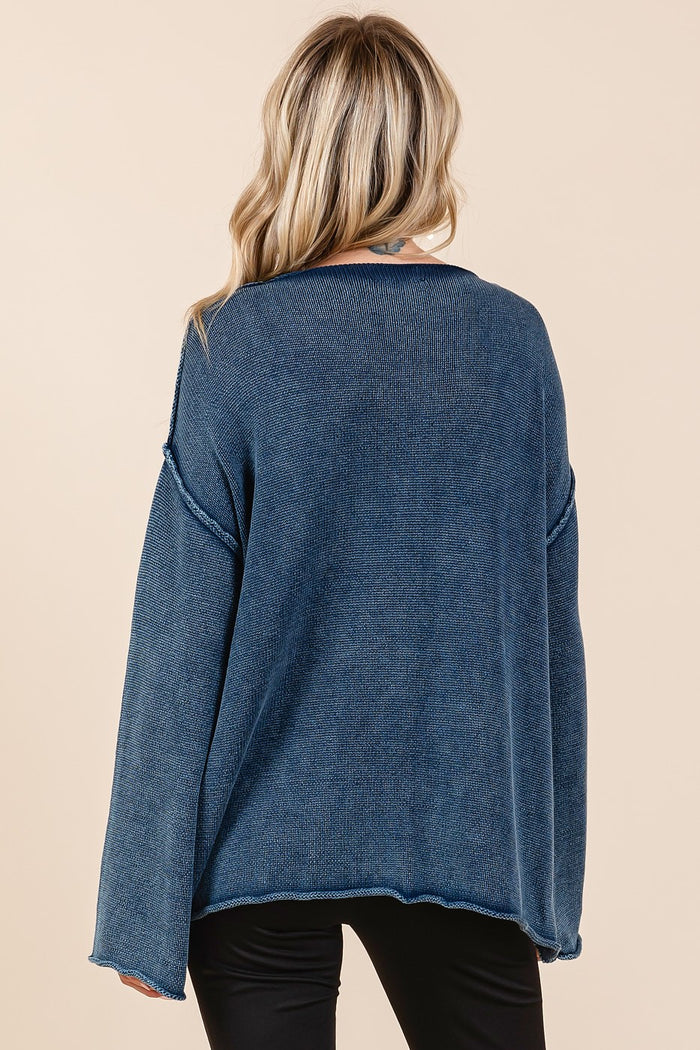 Mittoshop Mineral Wash Patch Pocket Cut Edge Sweater - Brittney MADE