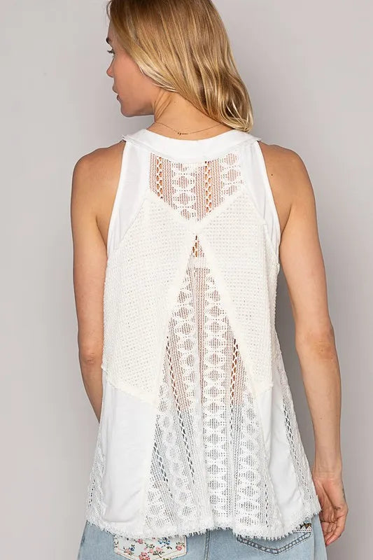 POL Lace Up Crochet Lace Tank - Brittney MADE