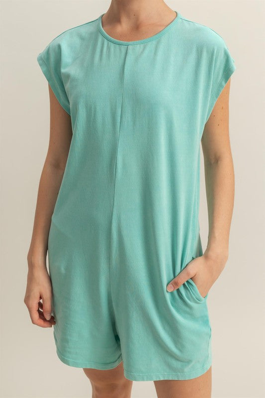 HYFVE Round Neck Cap Sleeve Relaxed Fit Breezy Romper - Brittney MADE